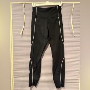 Athleta Tailwind 7/8 Black Leggings with reflective striping